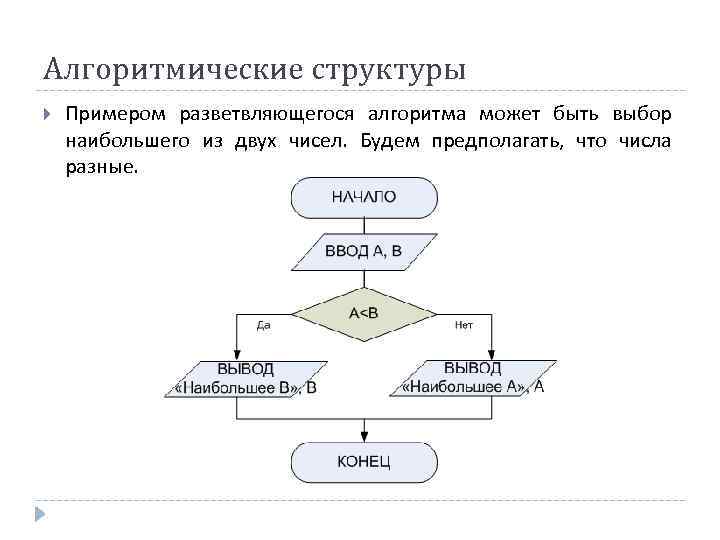 Блок схема алгоритма разветвляющегося алгоритма