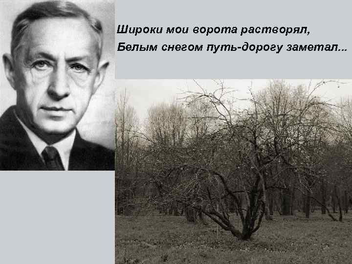 Широки мои ворота растворял, Белым снегом путь-дорогу заметал. . . 