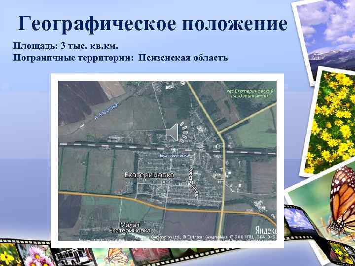 Географическое положение Площадь: 3 тыс. кв. км. Пограничные территории: Пензенская область 