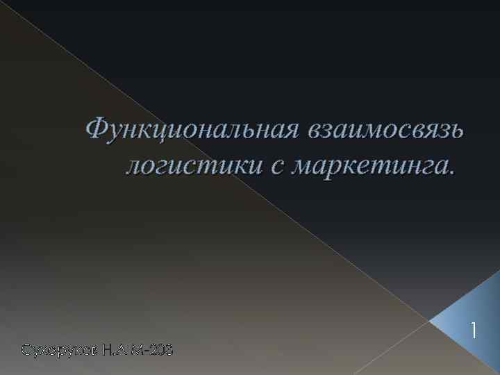 Функциональная взаимосвязь логистики с маркетинга. Сухоруков Н. А М-203 1 