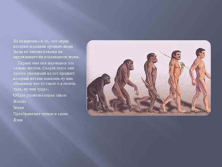Не исключено и то, что звуки которые издавали древние люди были не совсем похожи
