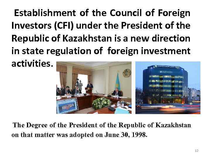 Establishment of the Council of Foreign Investors (CFI) under the President of the Republic