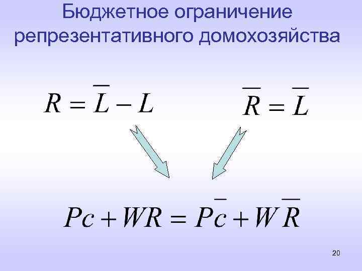 Бюджетное ограничение репрезентативного домохозяйства 20 