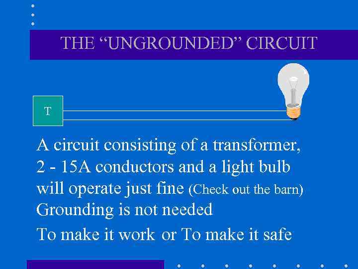 THE “UNGROUNDED” CIRCUIT T A circuit consisting of a transformer, 2 - 15 A
