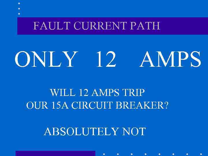 FAULT CURRENT PATH ONLY 12 AMPS WILL 12 AMPS TRIP OUR 15 A CIRCUIT