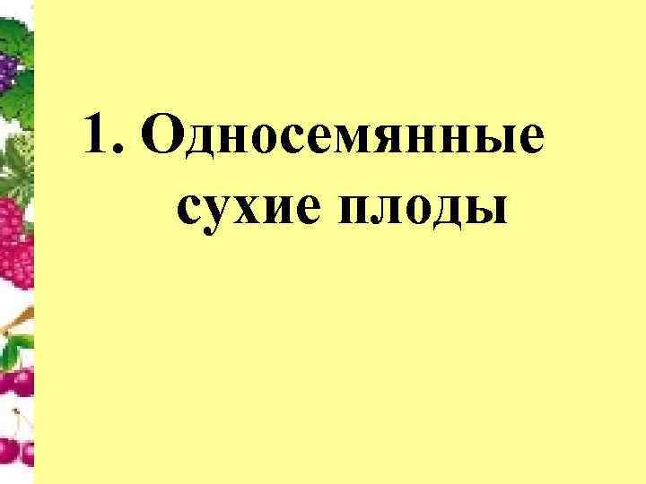 1. Односемянные сухие плоды 