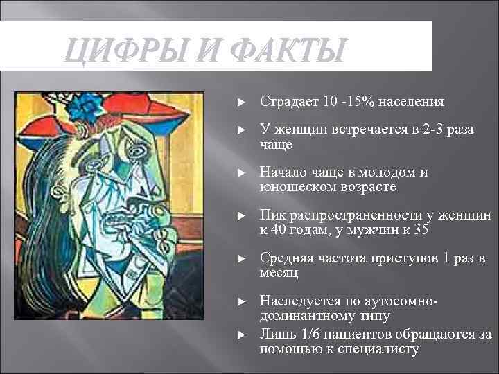 ЦИФРЫ И ФАКТЫ Страдает 10 15% населения У женщин встречается в 2 3 раза