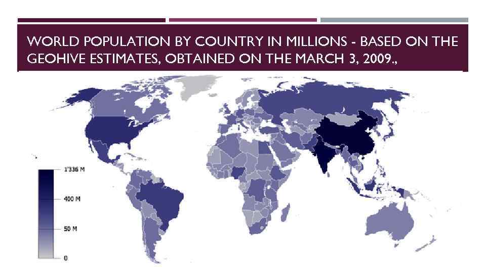 WORLD POPULATION BY COUNTRY IN MILLIONS - BASED ON THE GEOHIVE ESTIMATES, OBTAINED ON