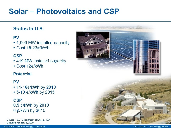 Solar – Photovoltaics and CSP Status in U. S. PV • 1, 000 MW