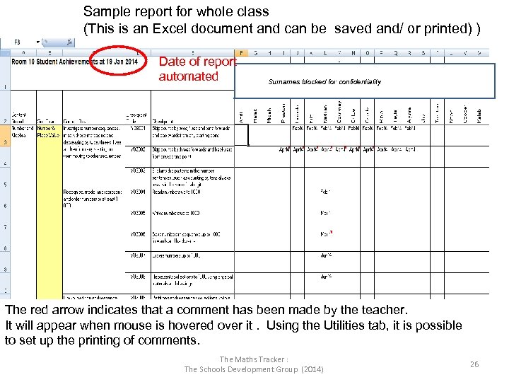 Sample report for whole class (This is an Excel document and can be saved