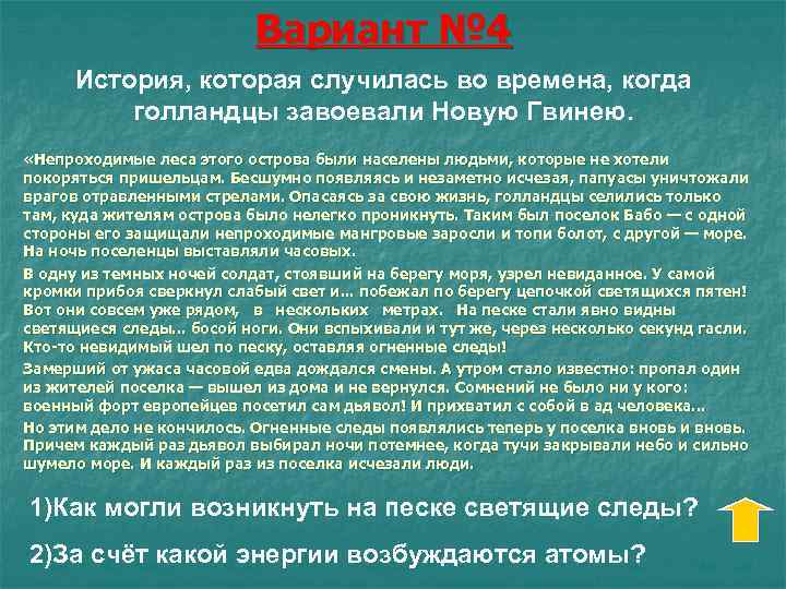 Вариант № 4 История, которая случилась во времена, когда голландцы завоевали Новую Гвинею. «Непроходимые