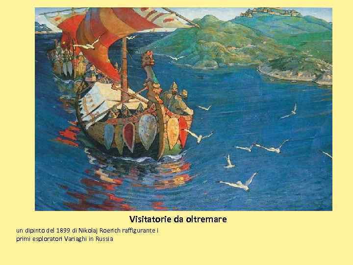 Visitatorie da oltremare un dipinto del 1899 di Nikolaj Roerich raffigurante i primi esploratori