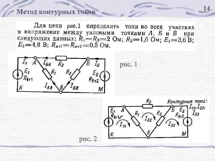14 Метод контурных токов рис. 1 рис. 2 