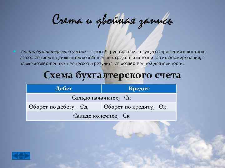 Счета и двойная запись Счета бухгалтерского учета — способ группировки, текущего отражения и контроля