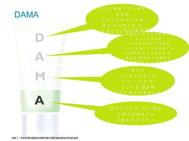 DAMA Какую косметичес кую продукцию Вы ищете в Итак, сейчас Вы настоящий ищете аромат,