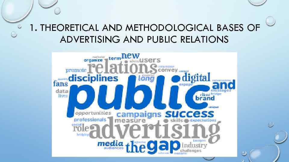 1. THEORETICAL AND METHODOLOGICAL BASES OF ADVERTISING AND PUBLIC RELATIONS 