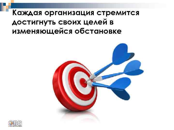 Каждая организация стремится достигнуть своих целей в изменяющейся обстановке 
