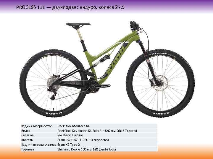 PROCESS 111 — двухподвес эндуро, колеса 27, 5 Задний амортизатор Rock. Shox Monarch RT
