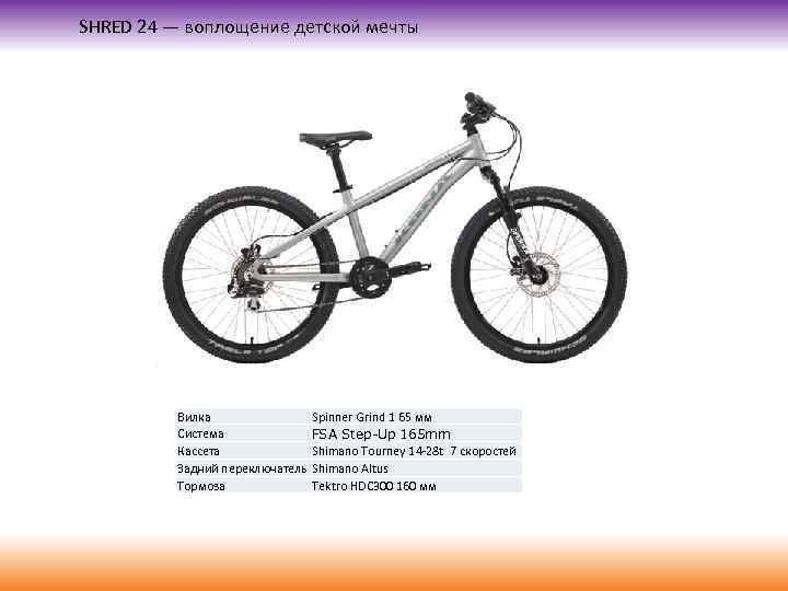 SHRED 24 — воплощение детской мечты Вилка Spinner Grind 1 65 мм Система FSA