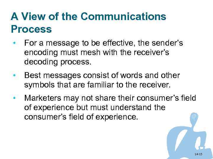A View of the Communications Process • For a message to be effective, the