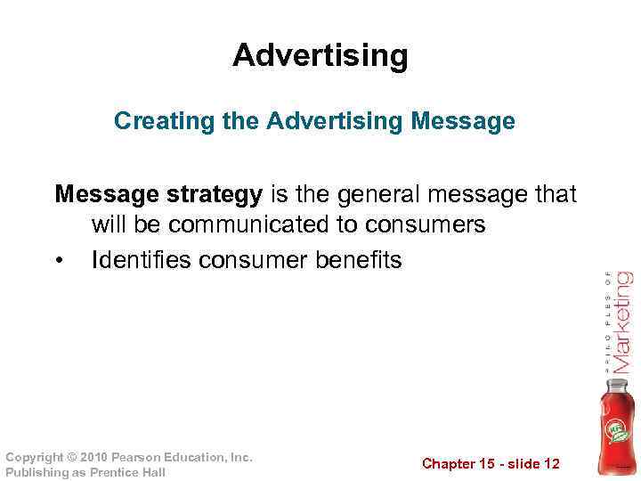 Advertising Creating the Advertising Message strategy is the general message that will be communicated