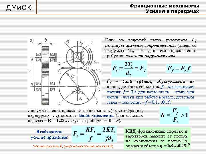 Важным свойством материала катков изображенной на рисунке фрикционной передачи является