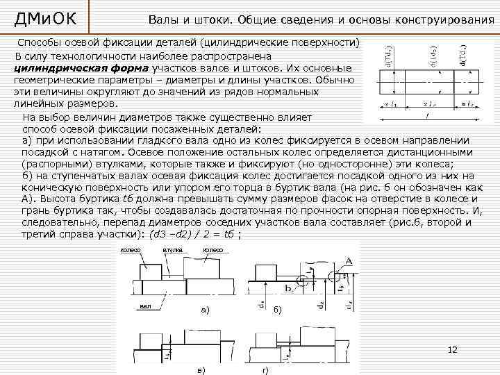 ДМи. ОК Валы и штоки. Общие сведения и основы конструирования Способы осевой фиксации деталей