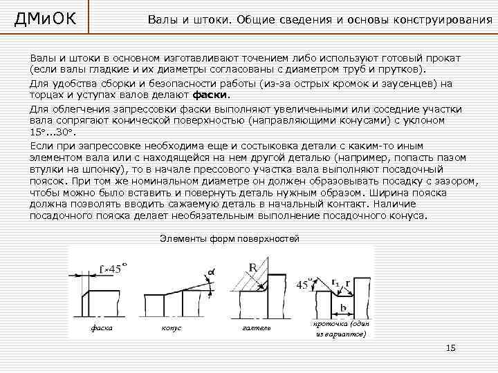 ДМи. ОК Валы и штоки. Общие сведения и основы конструирования Валы и штоки в