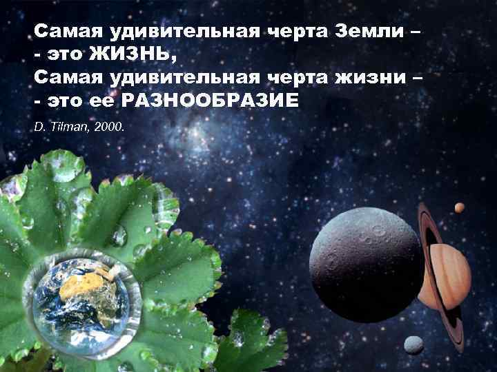 Самая удивительная черта Земли – - это ЖИЗНЬ, Самая удивительная черта жизни – -