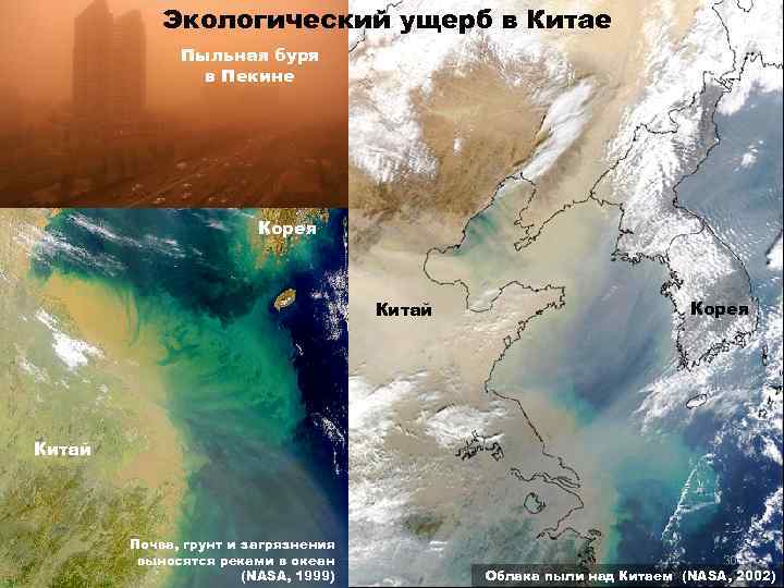 Экологический ущерб в Китае Пыльная буря в Пекине Корея Китай Почва, грунт и загрязнения