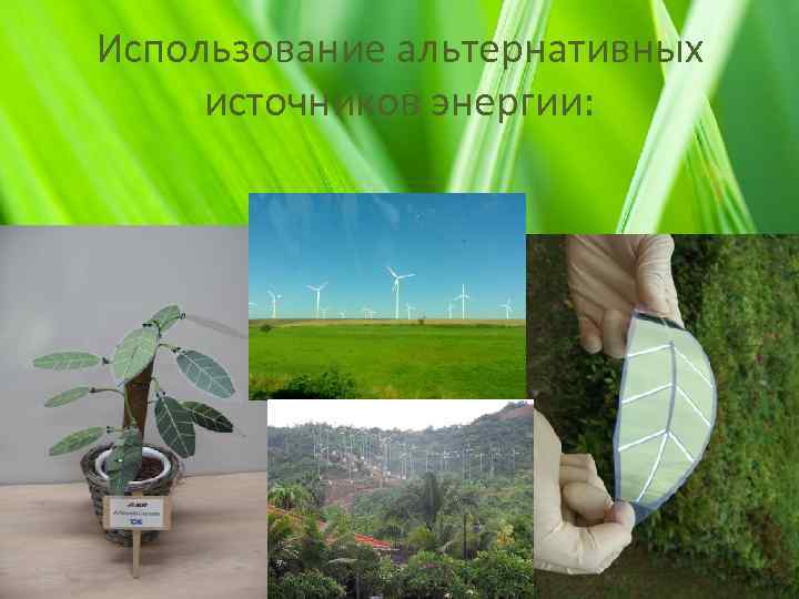 Использование альтернативных источников энергии: 