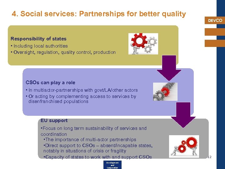 4. Social services: Partnerships for better quality DEVCO Responsibility of states • Including local