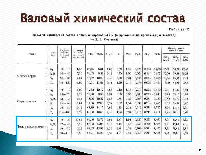 Валовый химический состав 8 