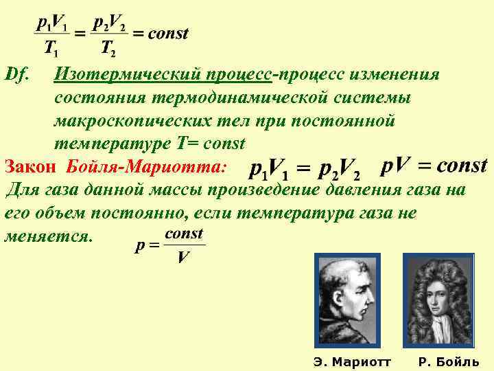 Изотермический процесс объем