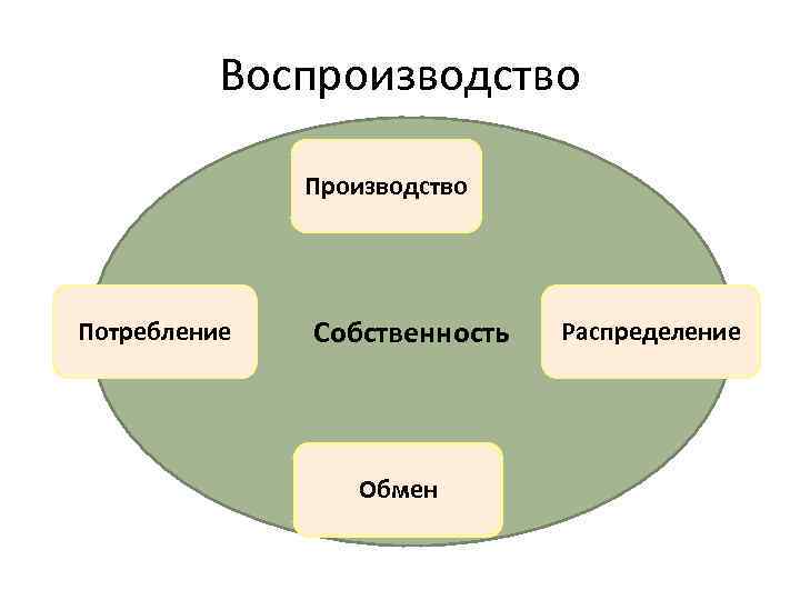 Воспроизводство Потребление Собственность Обмен Распределение 