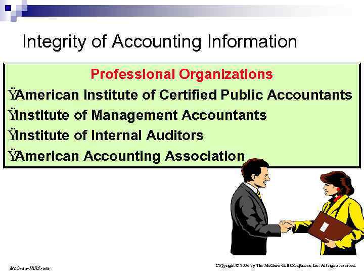 Integrity of Accounting Information Professional Organizations Ÿ American Institute of Certified Public Accountants Ÿ