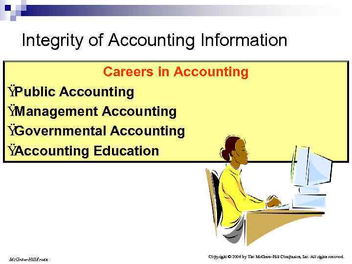 Integrity of Accounting Information Careers in Accounting Ÿ Public Accounting Ÿ Management Accounting Ÿ