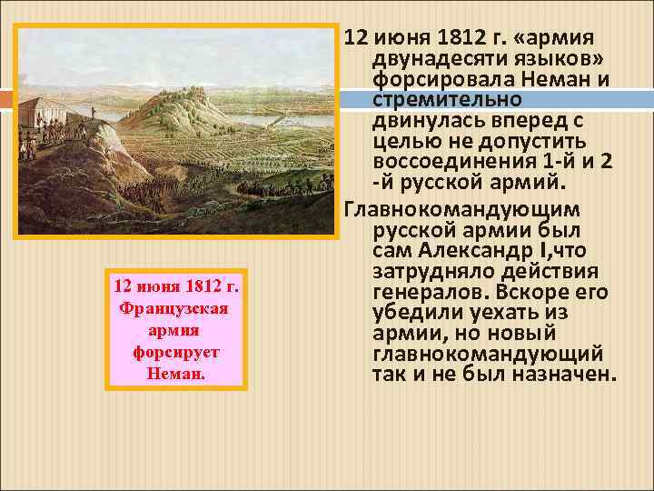 12 июня 1812 г. Французская армия форсирует Неман. 12 июня 1812 г. «армия двунадесяти