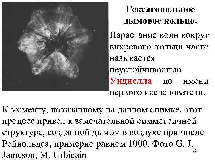 Гексагональное дымовое кольцо. Нарастание волн вокруг вихревого кольца часто называется неустойчивостью Уиднелла по имени