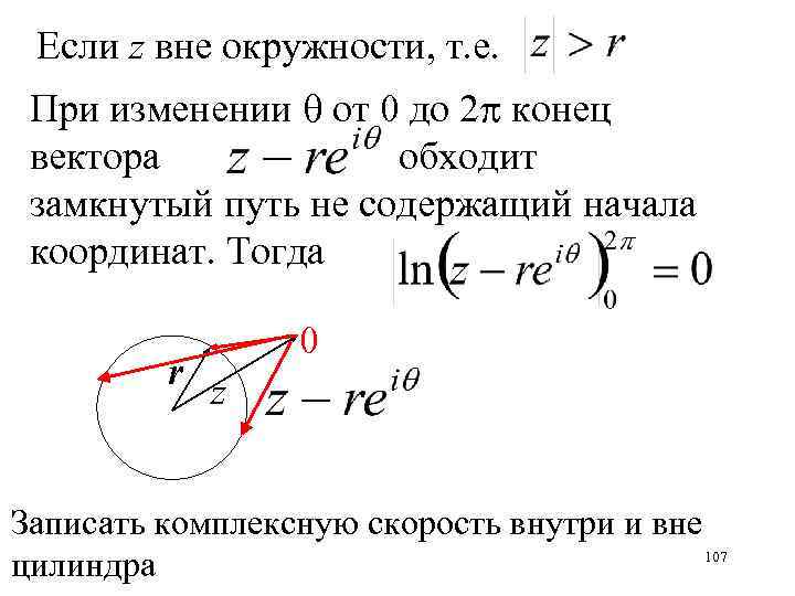 Если z вне окружности, т. е. При изменении от 0 до 2 конец вектора