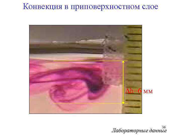 Конвекция в приповерхностном слое h=6 мм 36 Лабораторные данные 