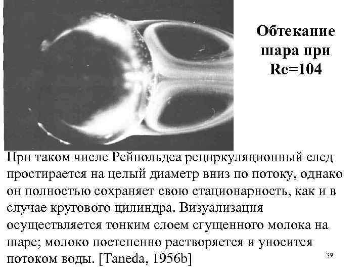 Обтекание шара при Re=104 При таком числе Рейнольдса рециркуляционный след простирается на целый диаметр