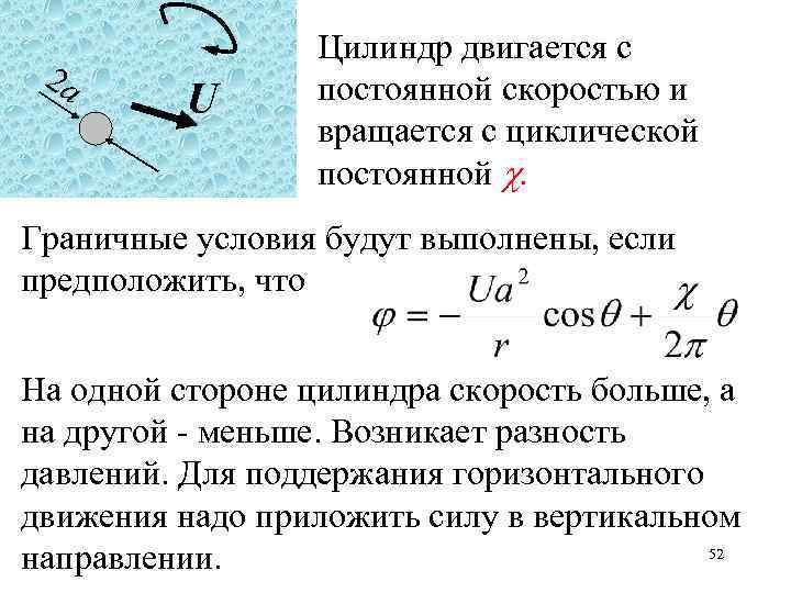 2 a U Цилиндр двигается с постоянной скоростью и вращается с циклической постоянной .