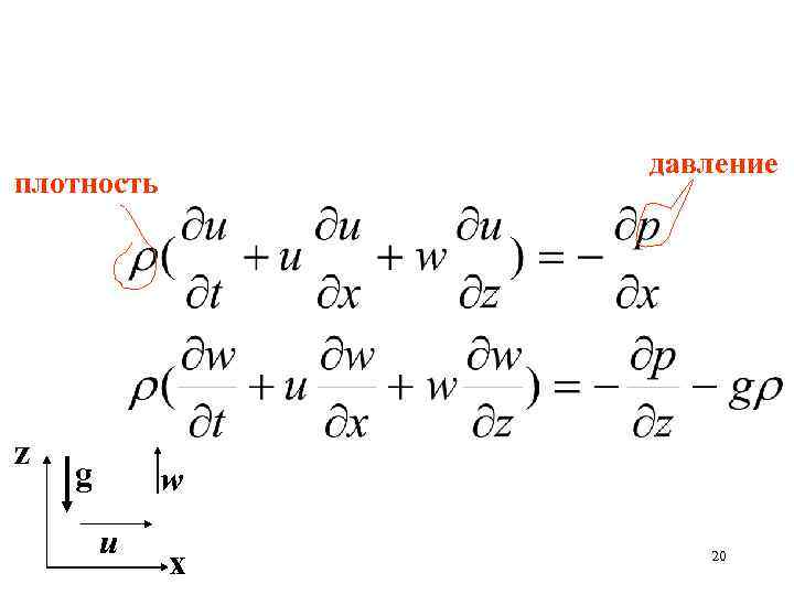 давление плотность z g w u x 20 