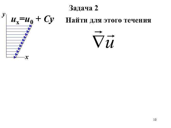 у Задача 2 ux=u 0 + Cy Найти для этого течения х 10 