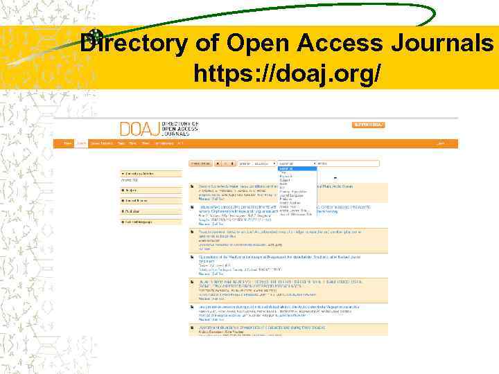 Directory of Open Access Journals https: //doaj. org/ 