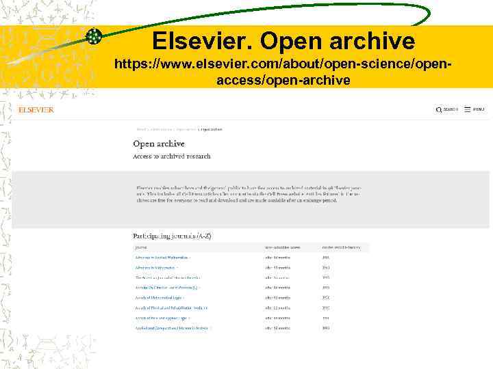 Elsevier. Open archive https: //www. elsevier. com/about/open-science/openaccess/open-archive 