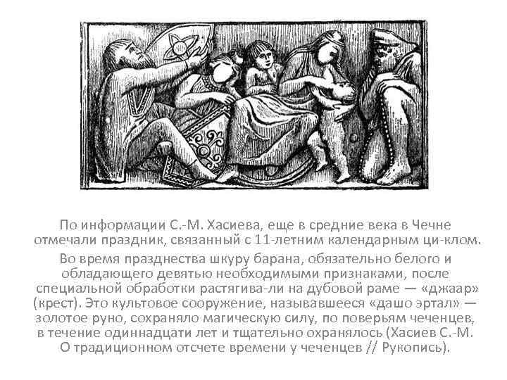 По информации С. М. Хасиева, еще в средние века в Чечне отмечали праздник, связанный