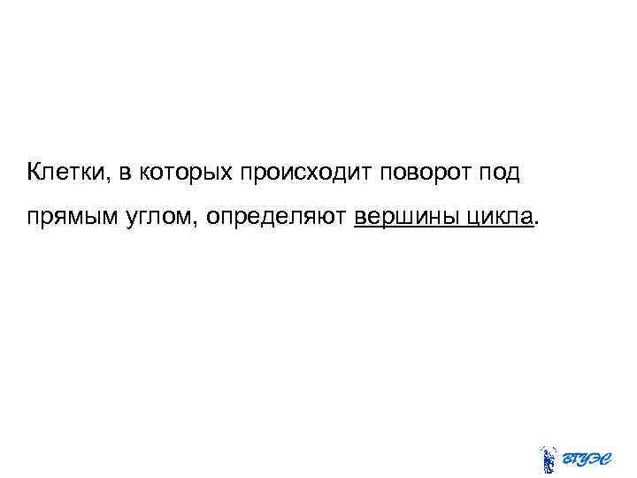 Клетки, в которых происходит поворот под прямым углом, определяют вершины цикла. 