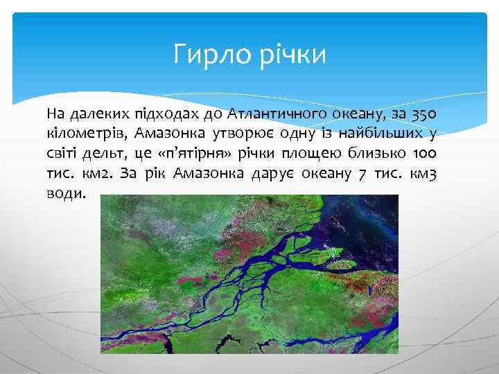 Гирло річки На далеких підходах до Атлантичного океану, за 350 кілометрів, Амазонка утворює одну